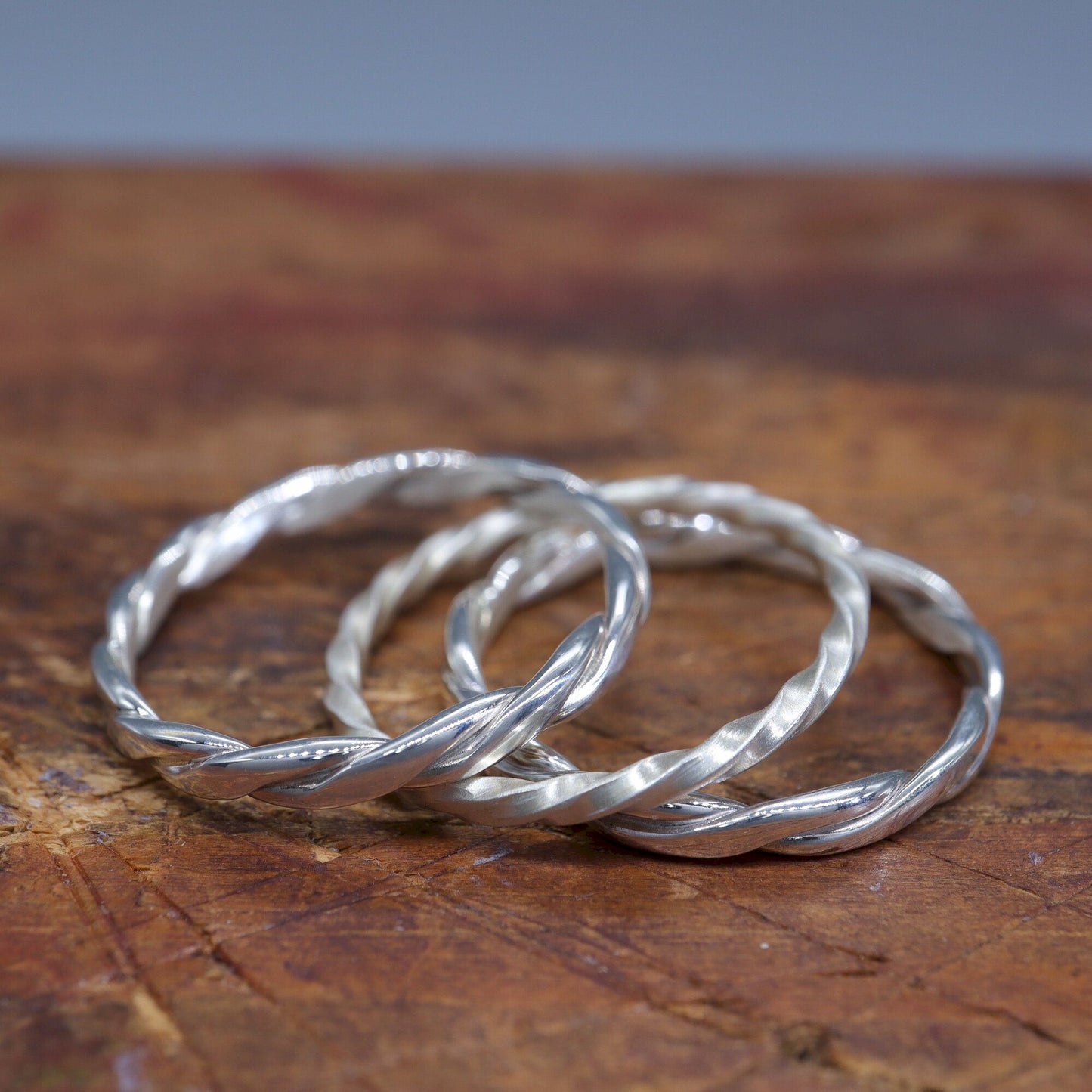 Handfasting Celtic triple Rope wide wedding rings, handmade in silver or gold