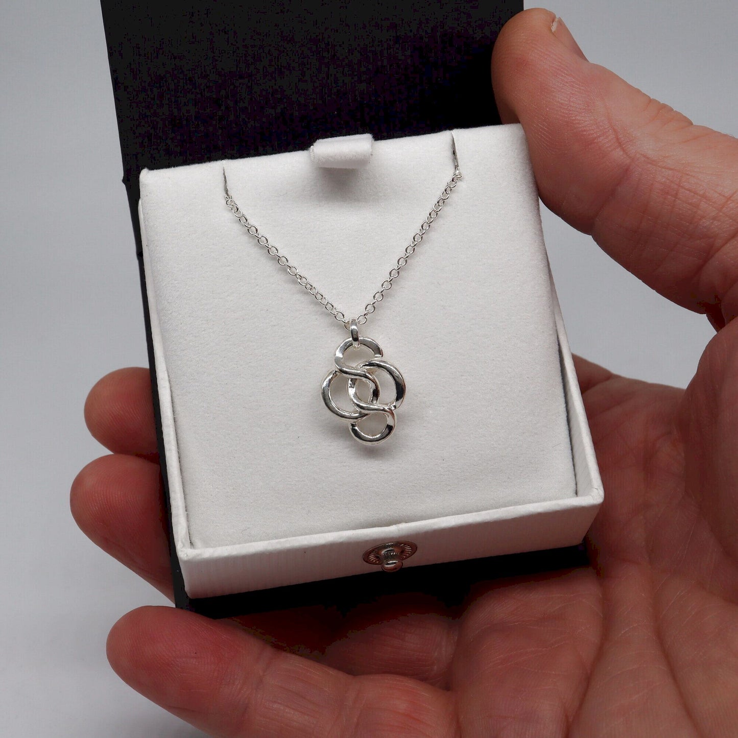 Celtic endless heavy knot silver rounded pendant with chain - Gretna Green Wedding Rings