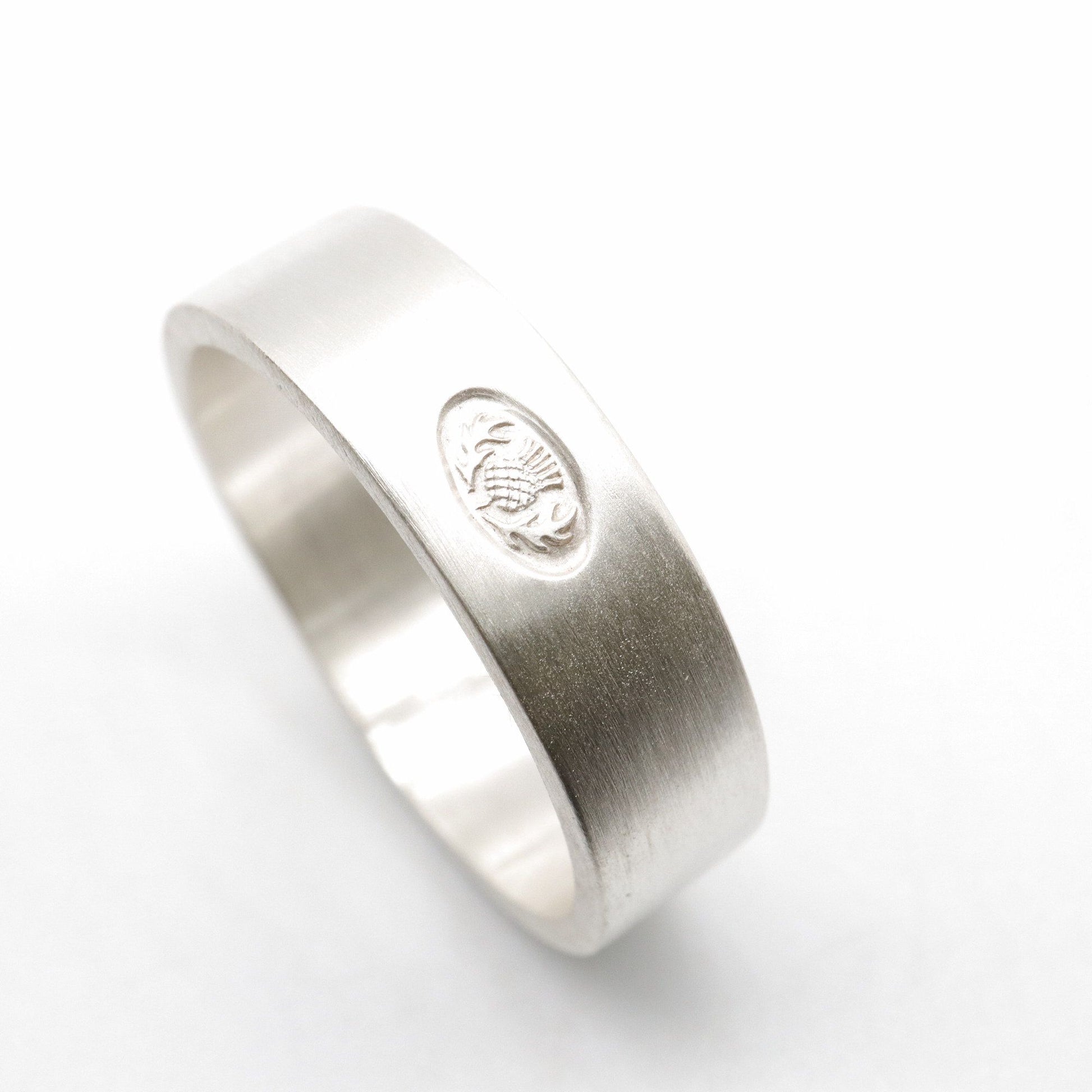 Scottish flat brushed matte white gold wedding ring. - Gretna Green Wedding Rings