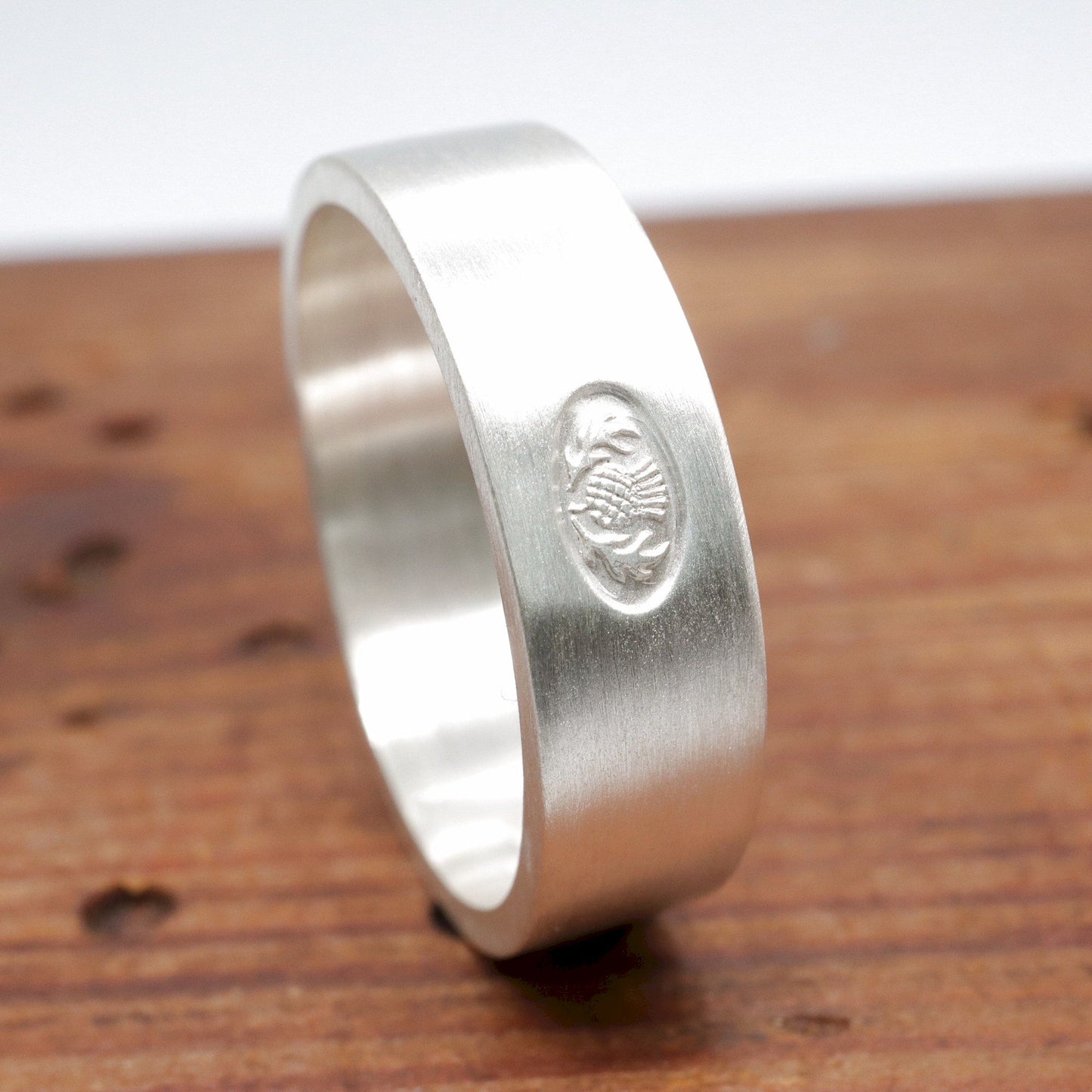 Scottish flat brushed matte white gold wedding ring. - Gretna Green Wedding Rings