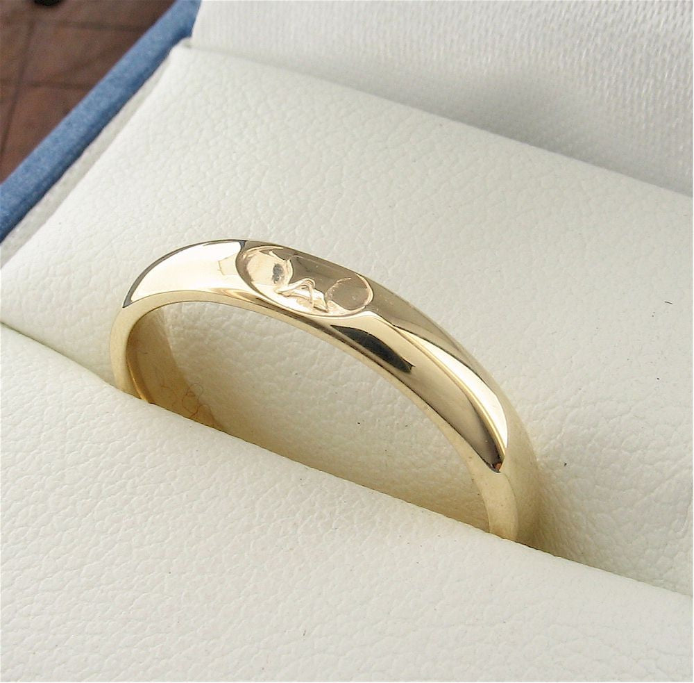 Wedding ring 3mm or 4mm Gretna Anvil narrow womens yellow gold court - Gretna Green Wedding Rings