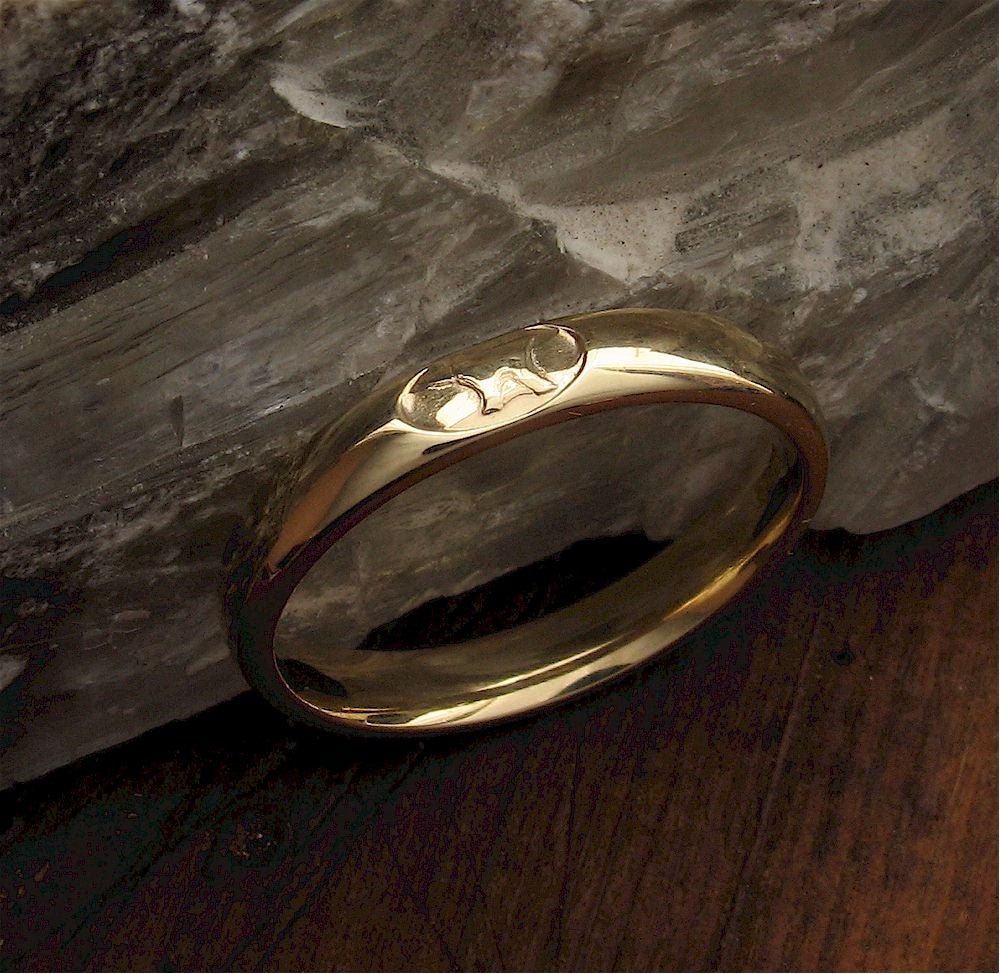 Wedding ring 3mm or 4mm Gretna Anvil narrow womens yellow gold court - Gretna Green Wedding Rings