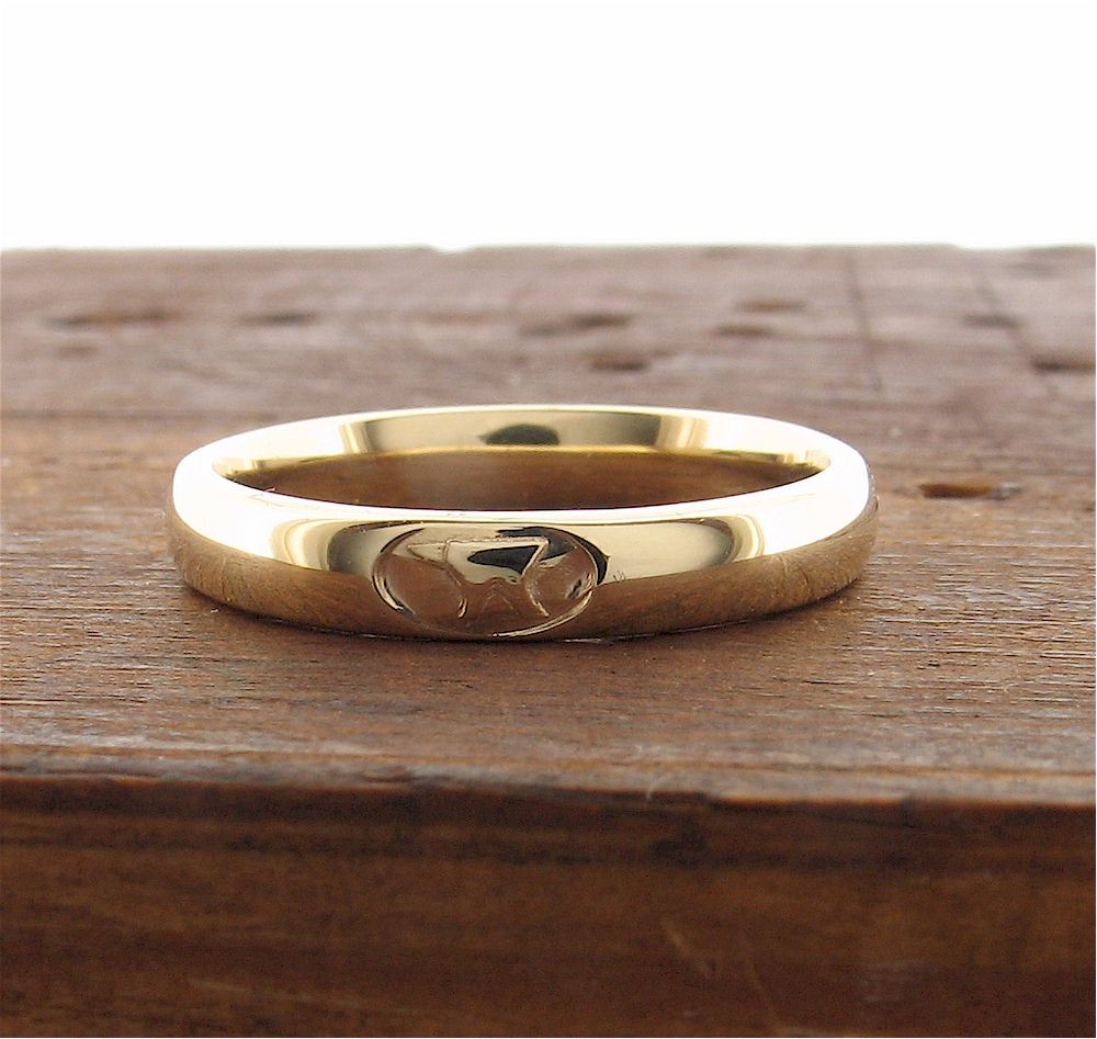 Wedding ring 3mm or 4mm Gretna Anvil narrow womens yellow gold court - Gretna Green Wedding Rings