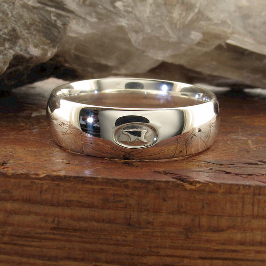 Wedding ring 7mm to 8mm Gretna Green mens wide white gold court - Gretna Green Wedding Rings