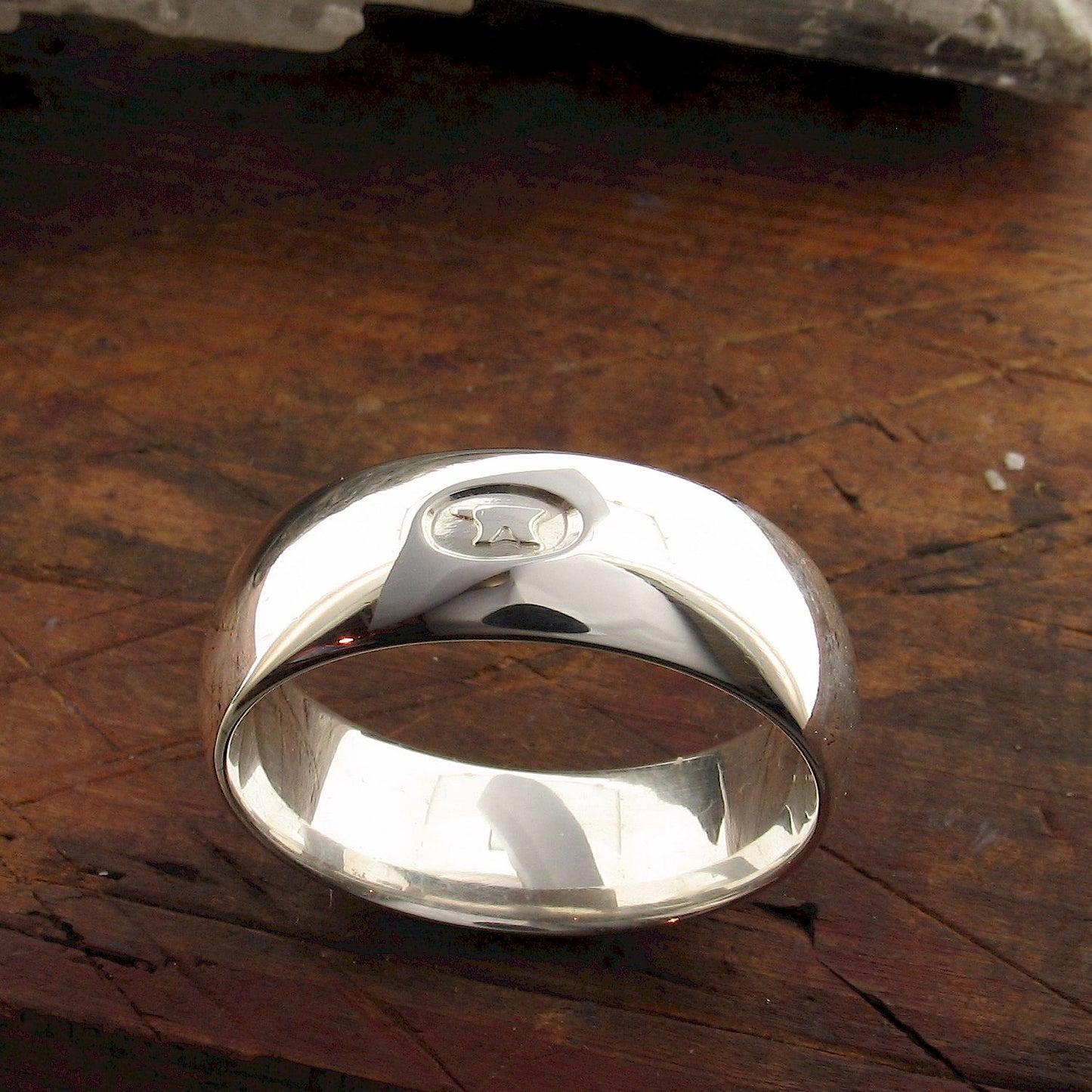 Wedding ring 7mm to 8mm Gretna Green mens wide white gold court - Gretna Green Wedding Rings