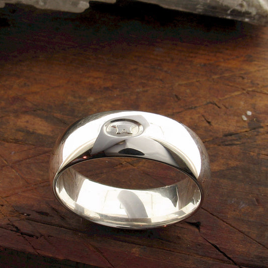 Wedding ring 8mm Gretna Green mens wide white gold court - Gretna Green Wedding Rings