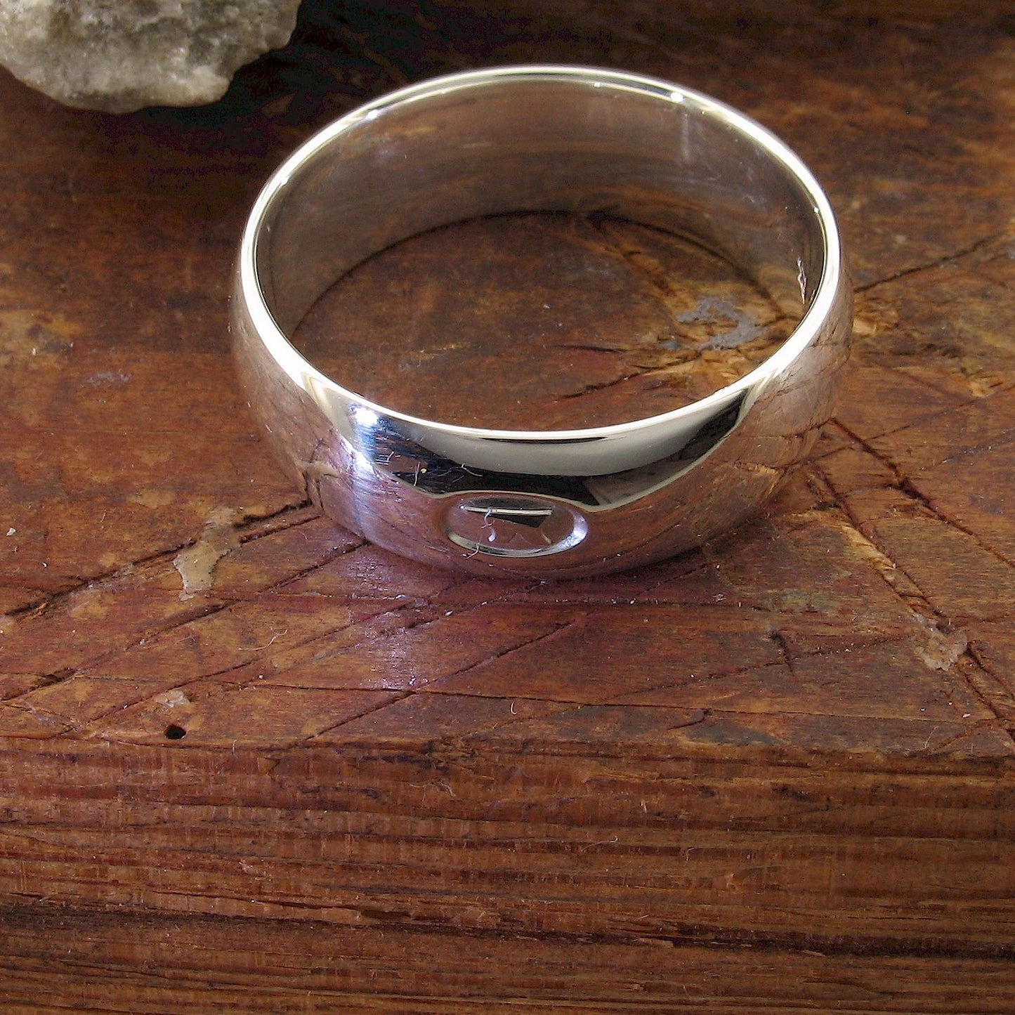 Wedding ring 8mm Gretna Green mens wide white gold court - Gretna Green Wedding Rings