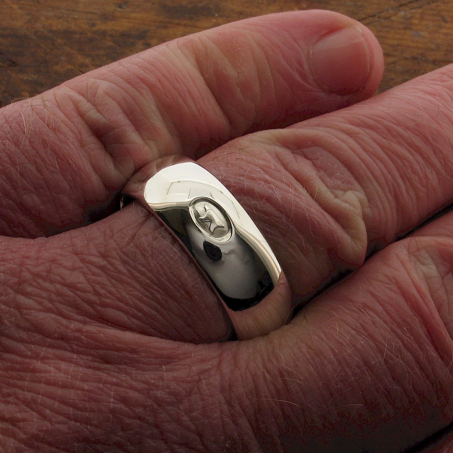 Wedding ring 8mm Gretna Green mens wide white gold court - Gretna Green Wedding Rings
