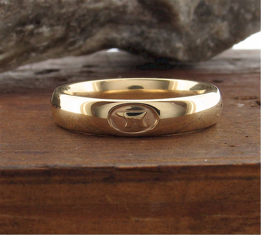 Wedding ring 3mm or 4mm Gretna Anvil narrow womens yellow gold court - Gretna Green Wedding Rings