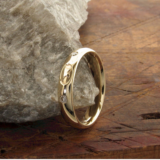 Diamond wedding ring 3mm-4mm Gretna Anvil narrow womens gold court - Gretna Green Wedding Rings