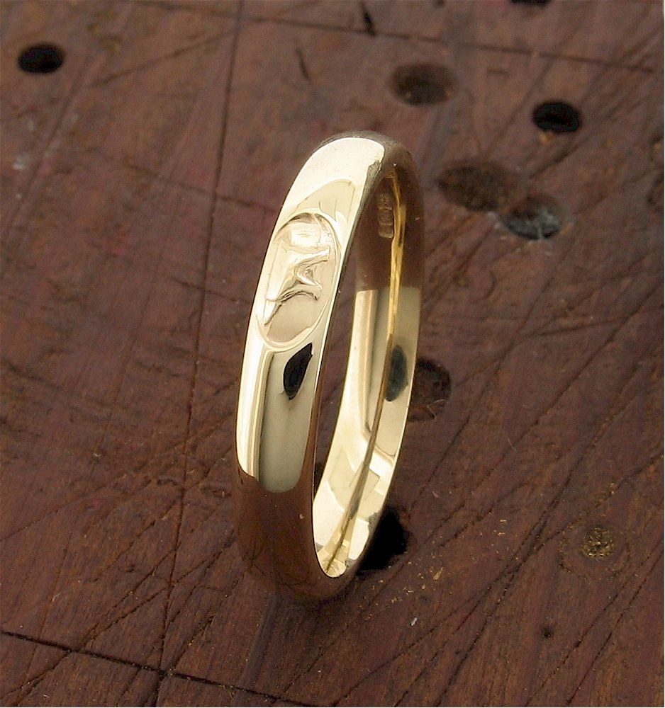 Wedding ring 3mm or 4mm Gretna Anvil narrow womens yellow gold court - Gretna Green Wedding Rings