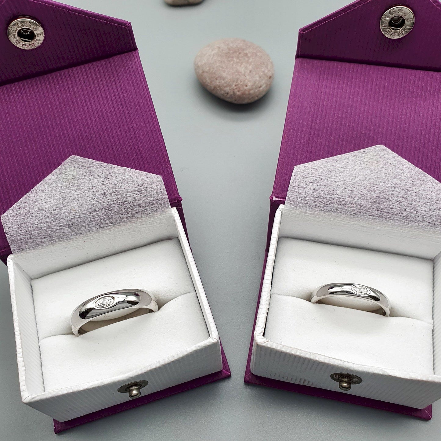 Scottish matching silver ring set, 4mm and 6mm - Gretna Green Wedding Rings