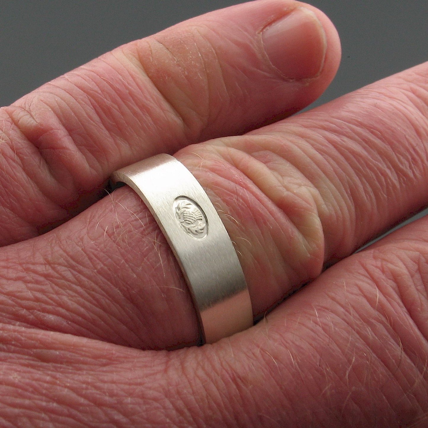 Silver wedding ring 5mm to 6mm Scottish flat medium brushed court band. - Gretna Green Wedding Rings