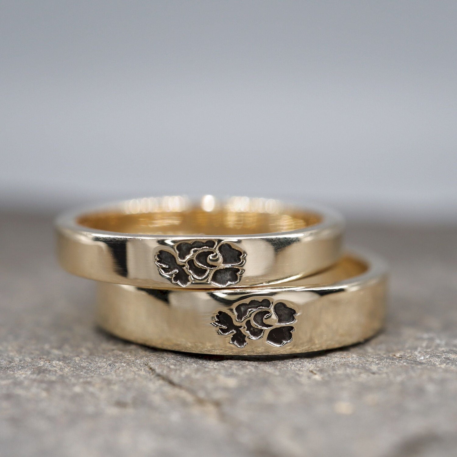 English Rose Wedding Rings