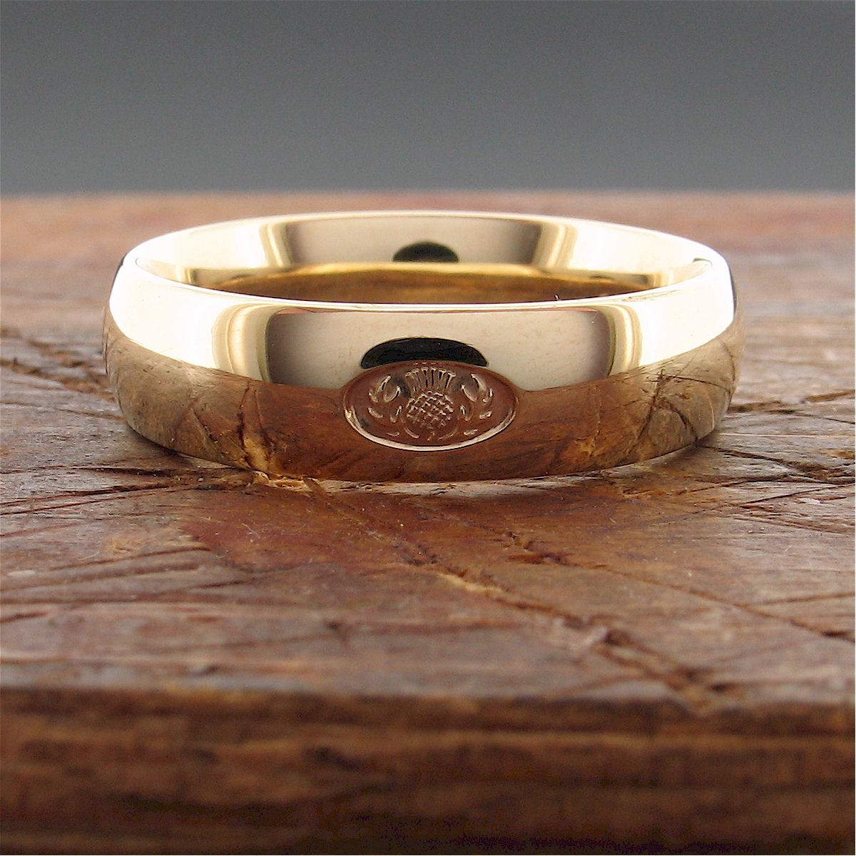 Scottish yellow gold wide ring