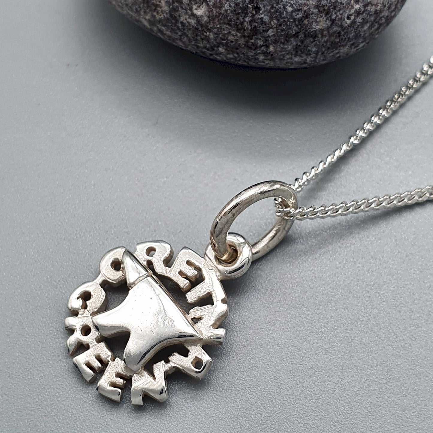 Anvil silver pendant with chain