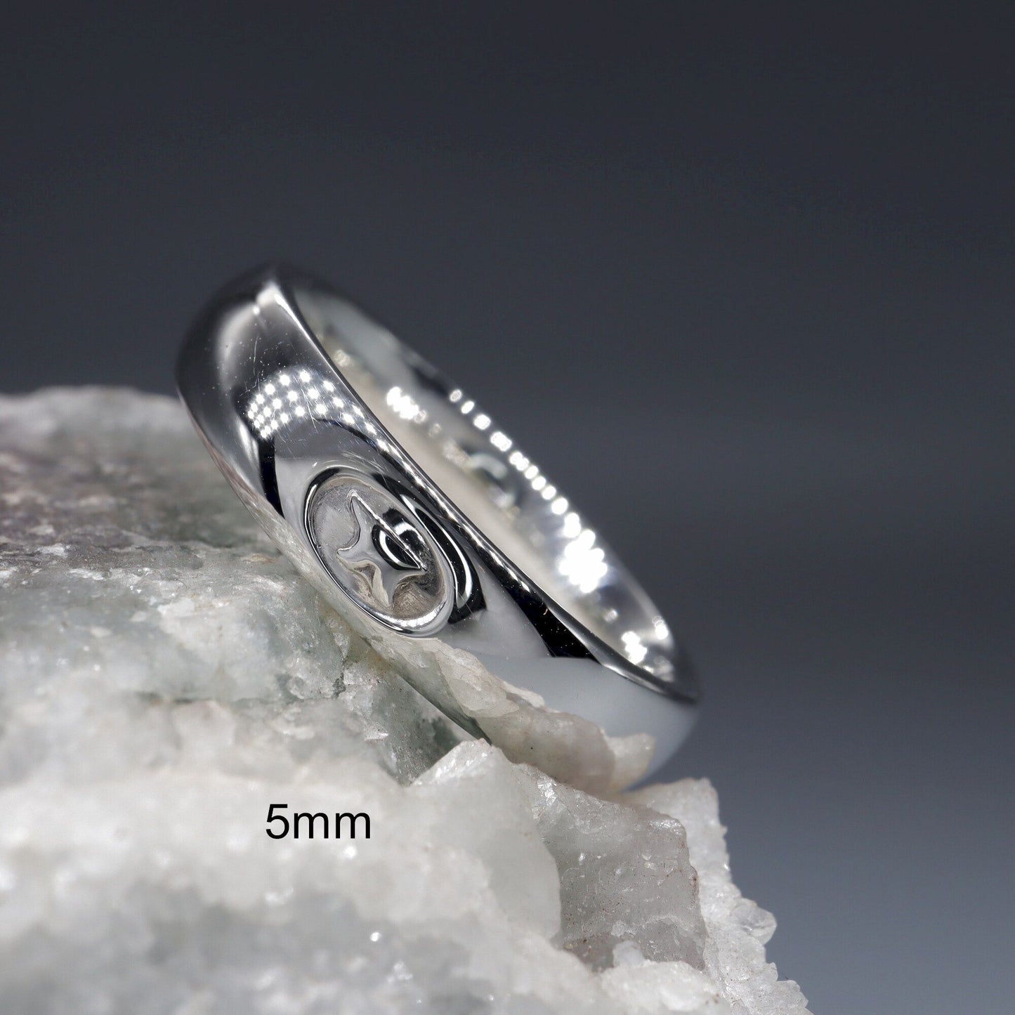 Silver Gretna Green Anvil wedding rings, 3mm to 8mm widths.