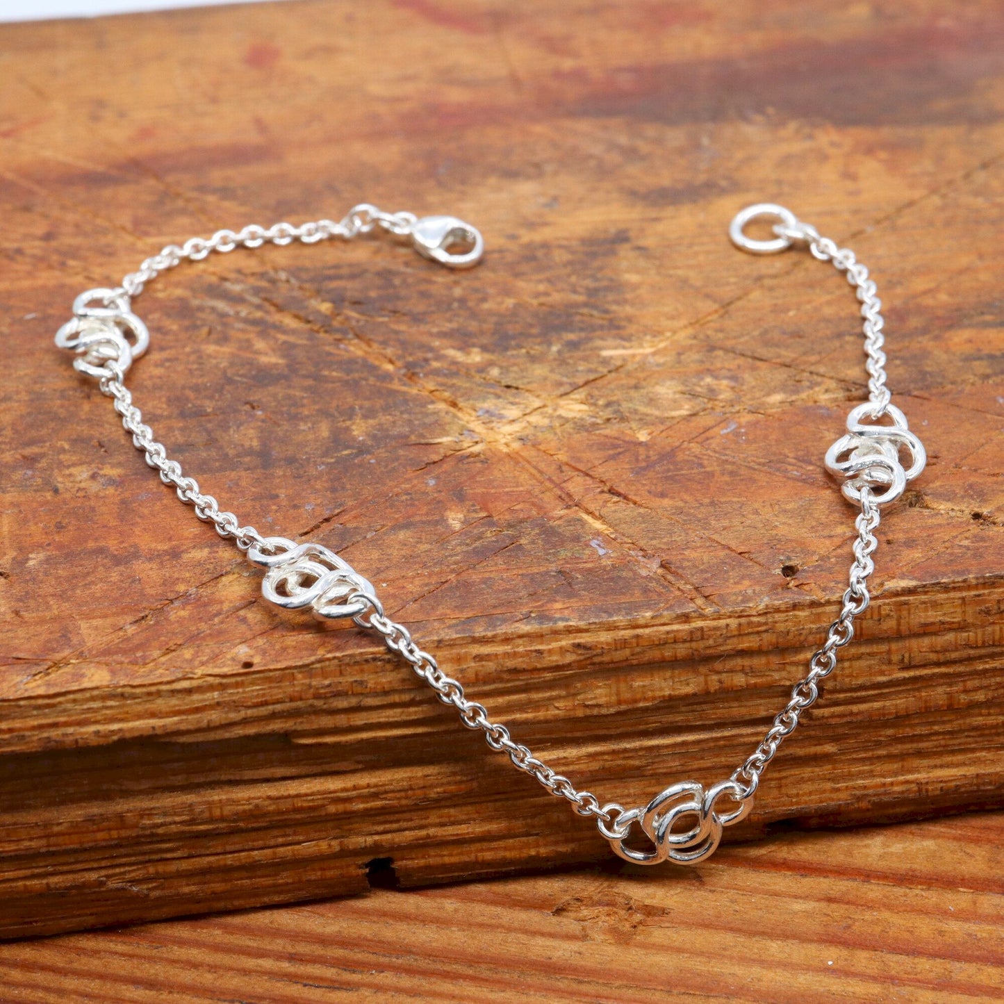 Celtic endless heavy knot silver rounded bracelet - Gretna Green Wedding Rings