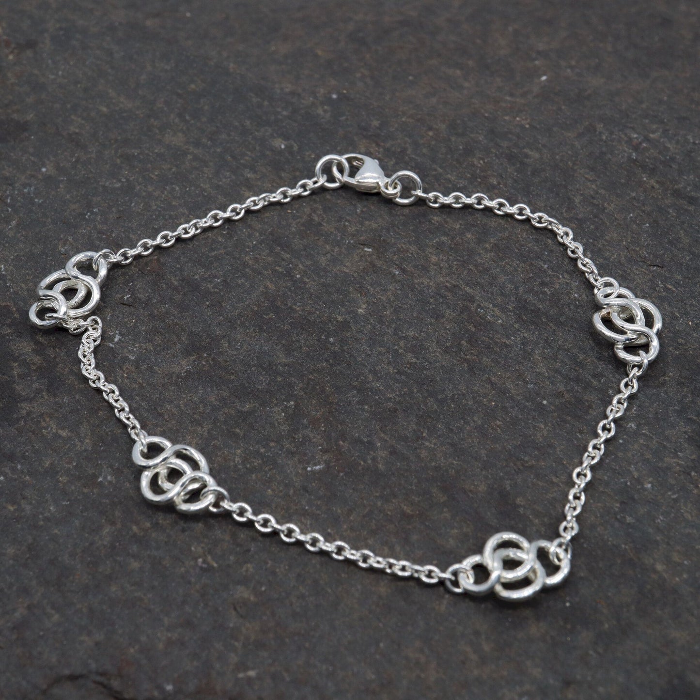 Celtic endless heavy knot silver rounded bracelet - Gretna Green Wedding Rings