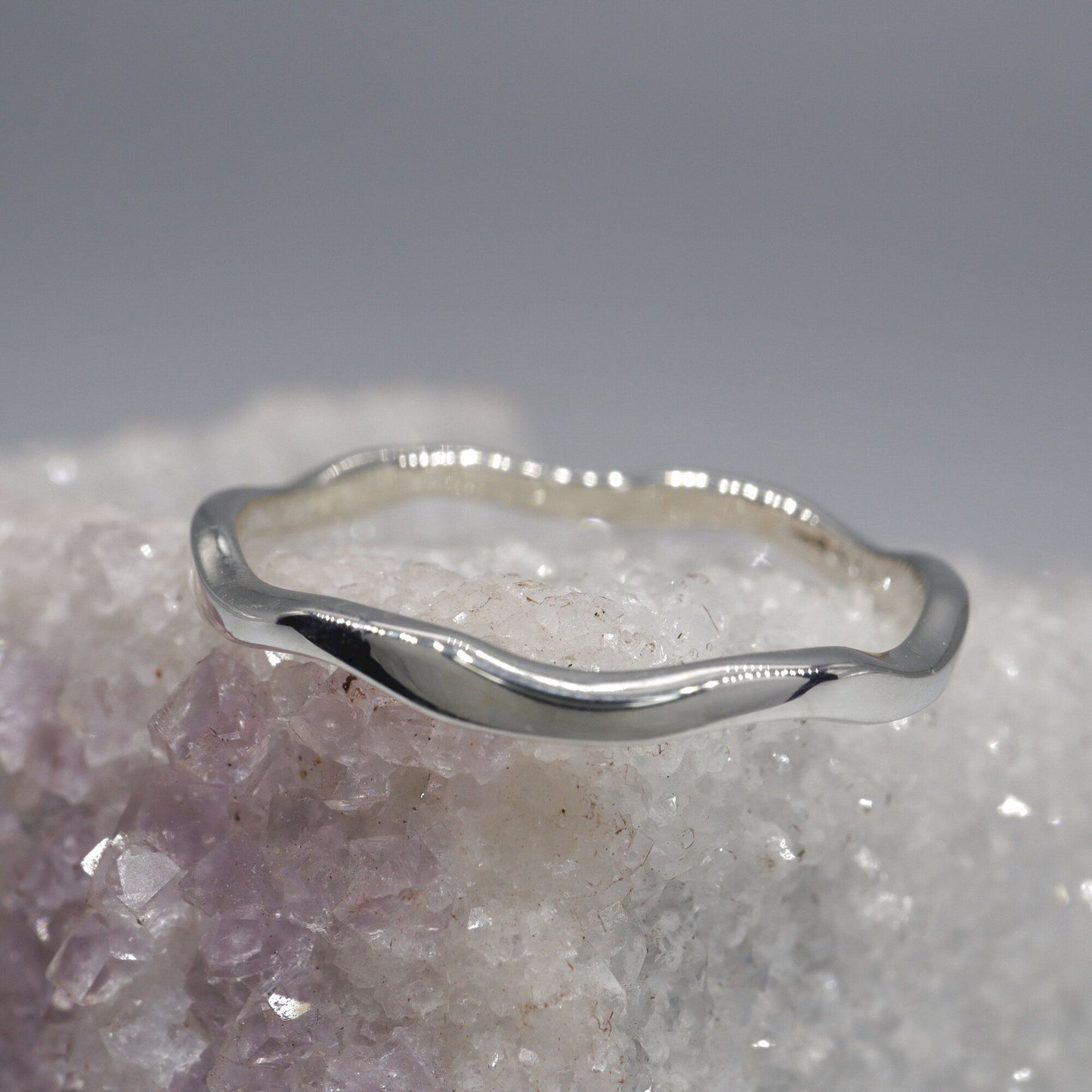 Celtic Wave Scottish white gold narrow wedding ring