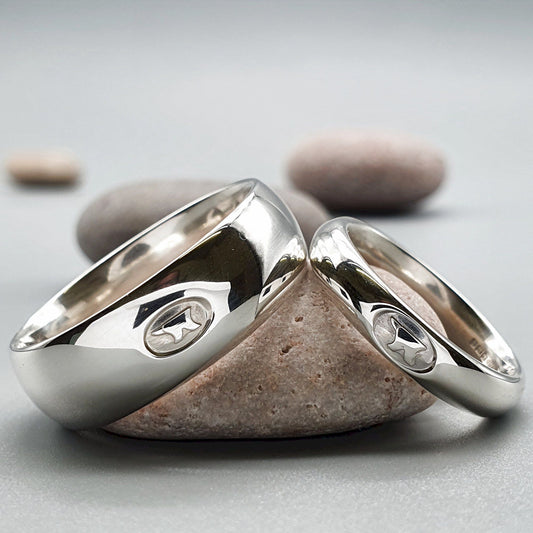 Gretna Green Anvil silver wedding ring sets. - Gretna Green Wedding Rings