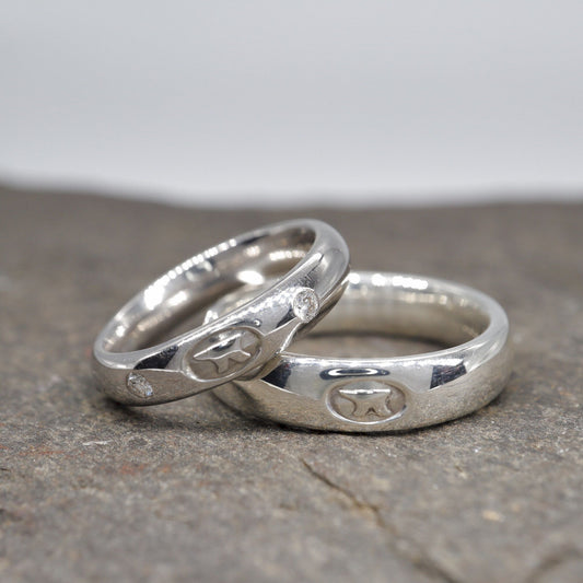 Diamond Anvil wedding ring sets. - Gretna Green Wedding Rings