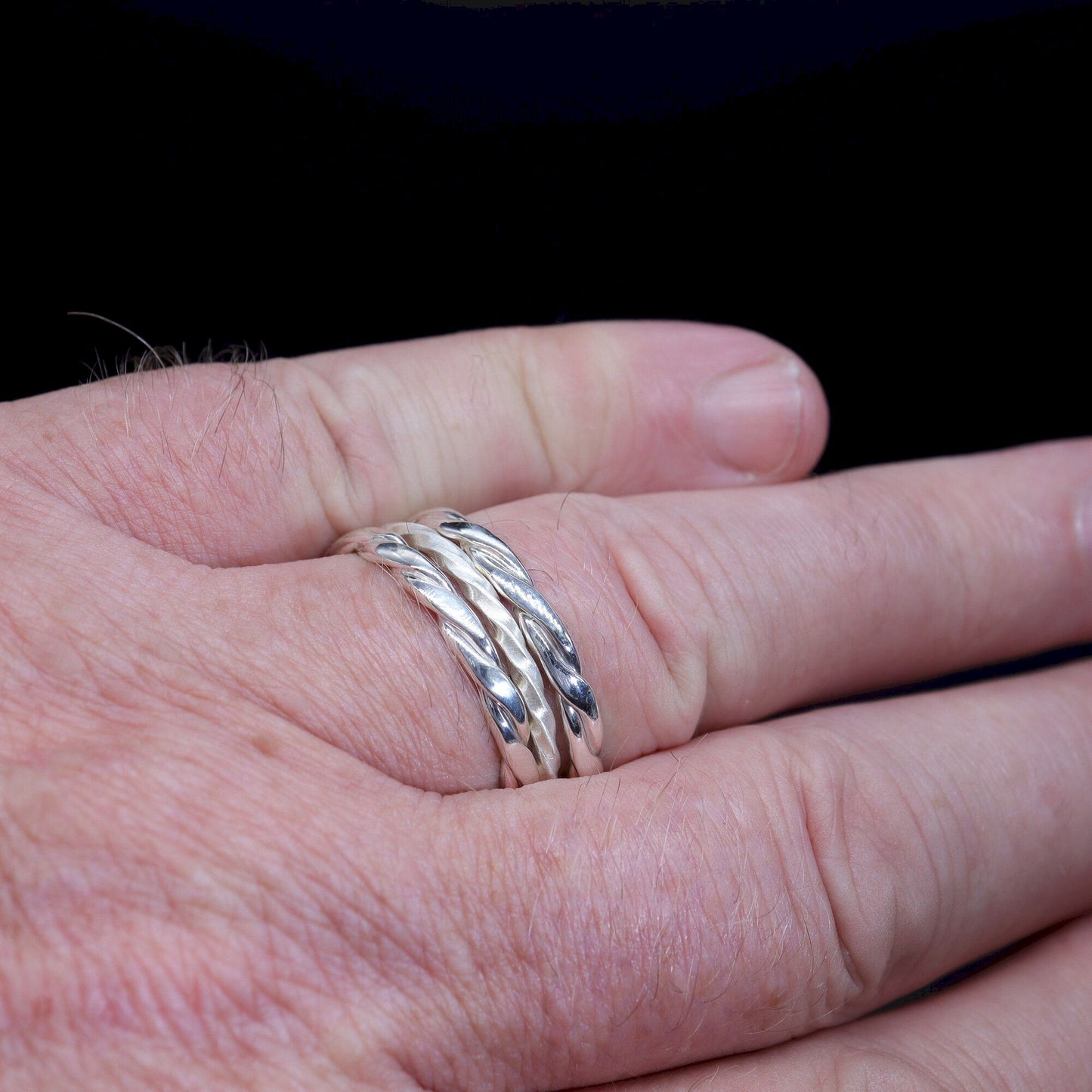 Handfasting Celtic triple Rope wide wedding rings, handmade in silver or gold