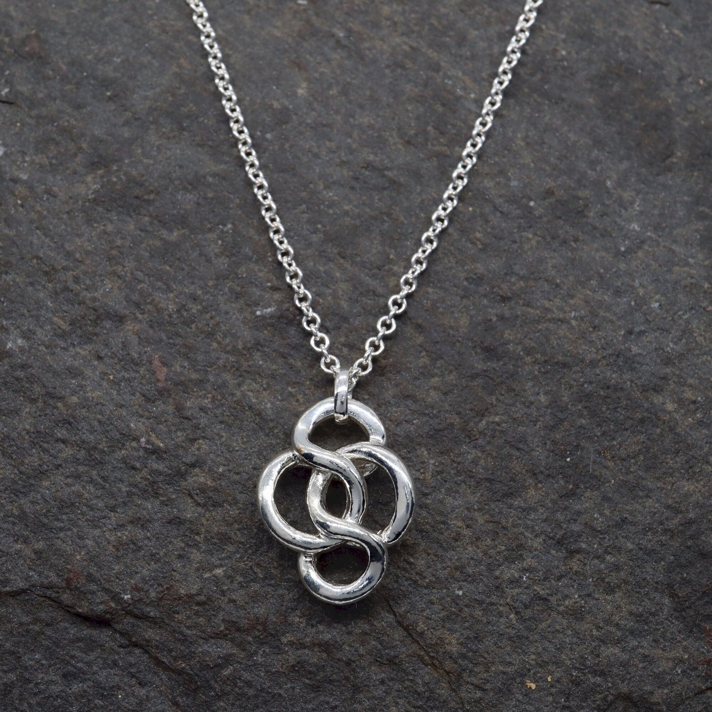 Celtic endless heavy knot silver rounded pendant with chain - Gretna Green Wedding Rings