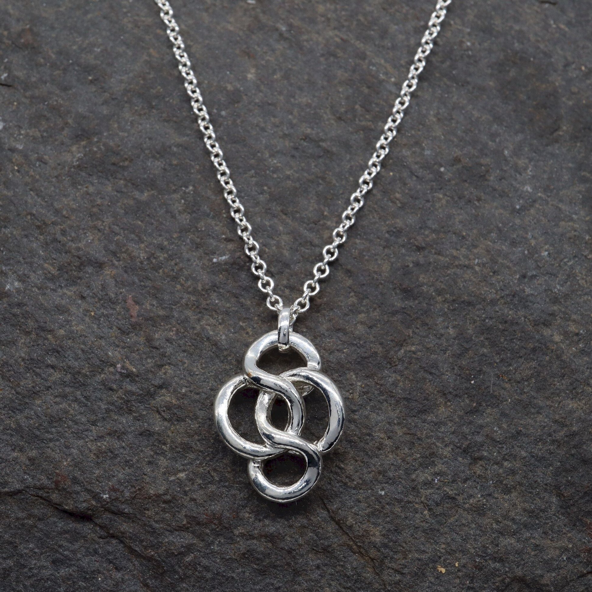 Celtic endless heavy knot silver rounded pendant with chain - Gretna Green Wedding Rings