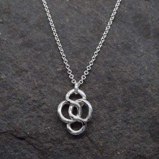Celtic endless heavy knot silver rounded pendant with chain - Gretna Green Wedding Rings