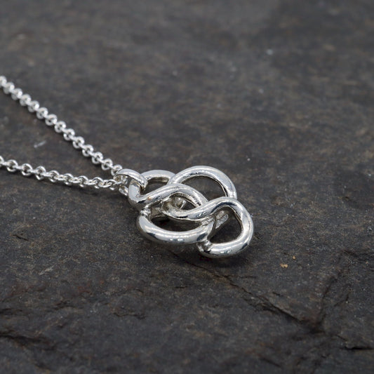 Celtic endless heavy knot silver rounded pendant with chain - Gretna Green Wedding Rings