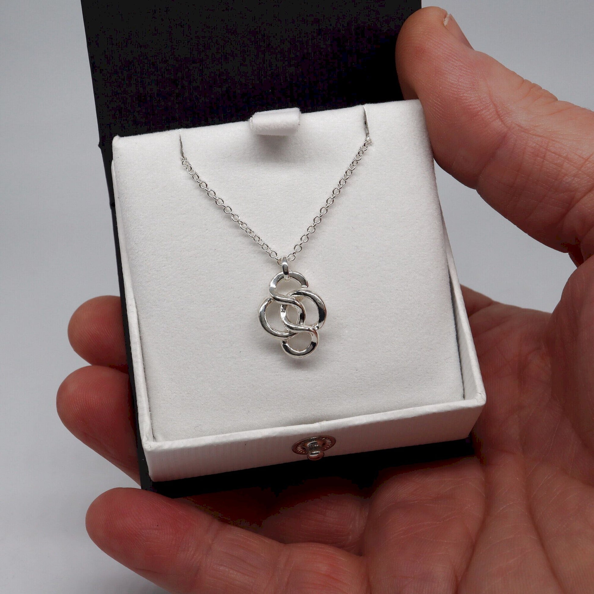 Celtic endless heavy knot silver rounded pendant with chain - Gretna Green Wedding Rings