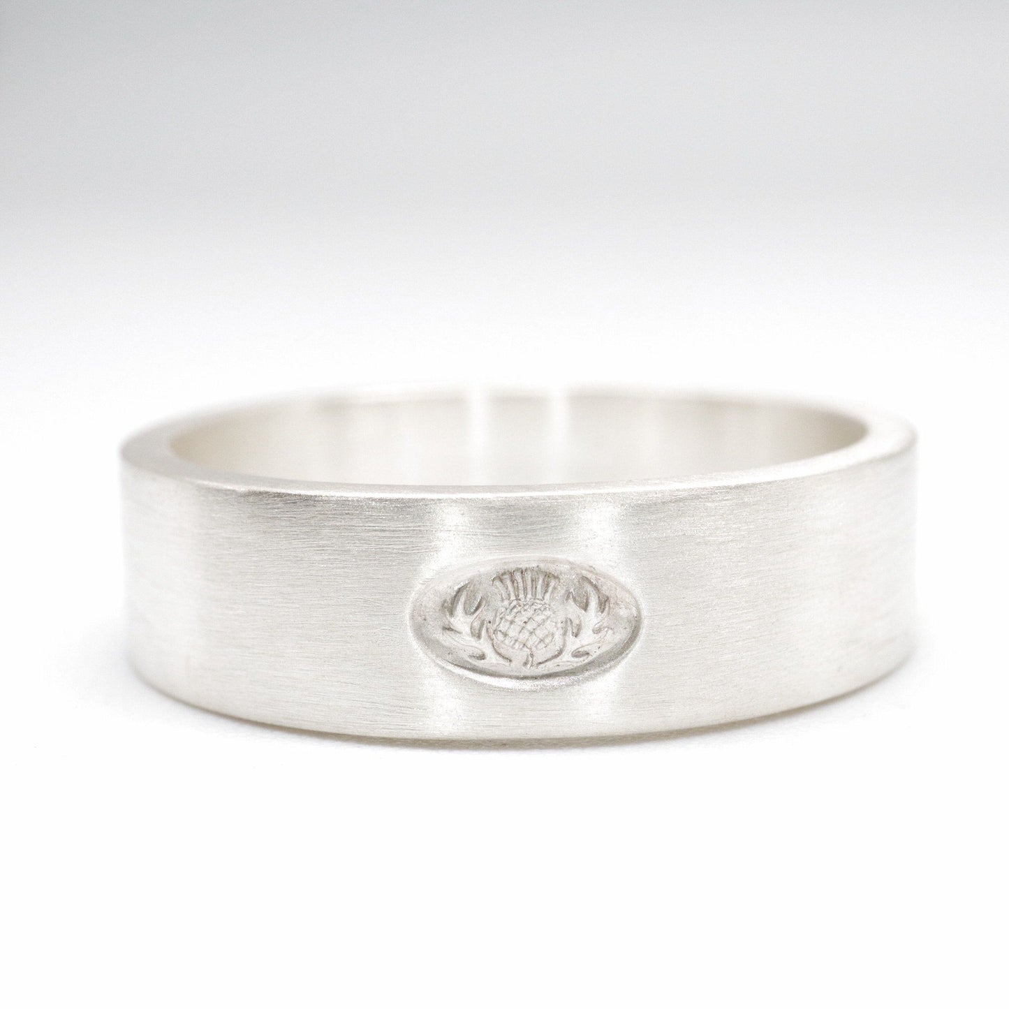 Scottish flat brushed matte white gold wedding ring. - Gretna Green Wedding Rings