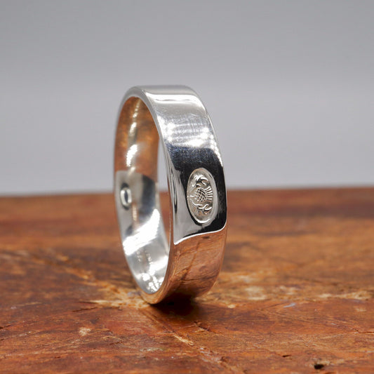 White gold flat 5mm to 6mm Scottish Thistle medium wedding ring