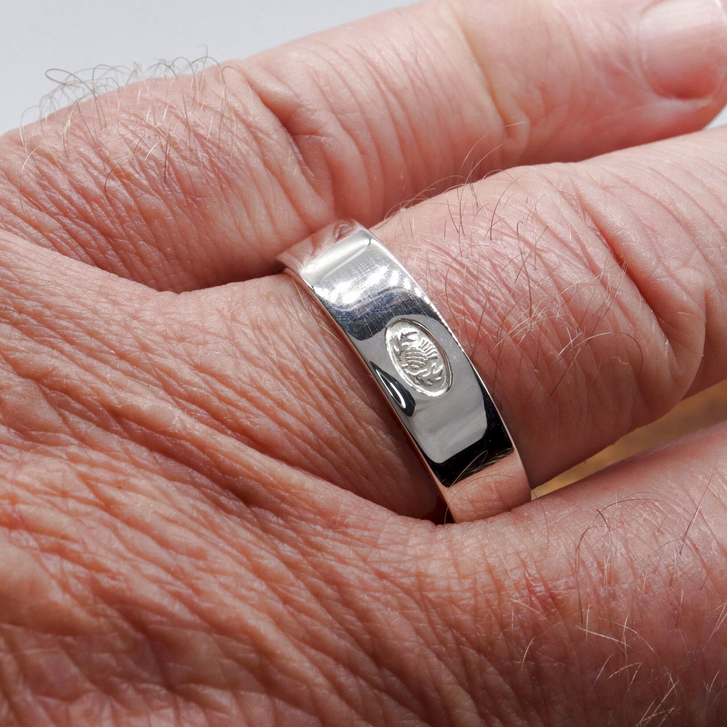 Silver flat 5mm to 6mm Scottish Thistle medium wedding ring
