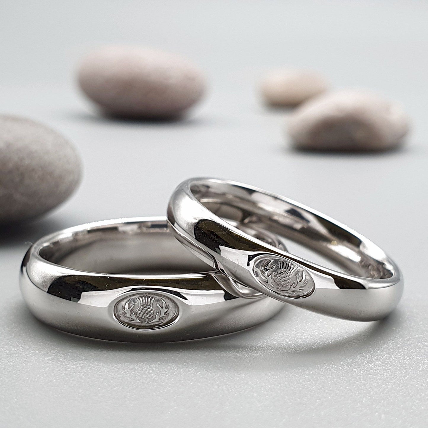 Scottish Thistle gold wedding ring sets. - Gretna Green Wedding Rings