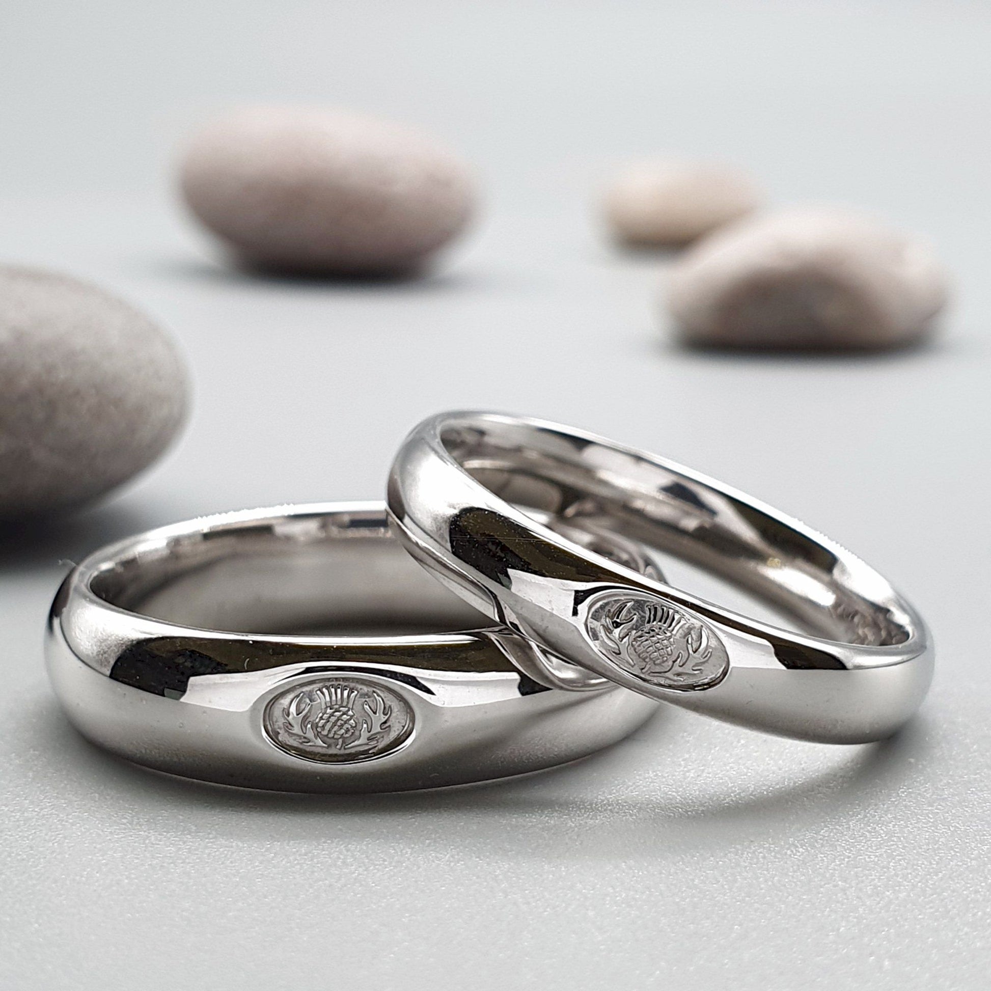 Scottish Thistle gold wedding ring sets. - Gretna Green Wedding Rings