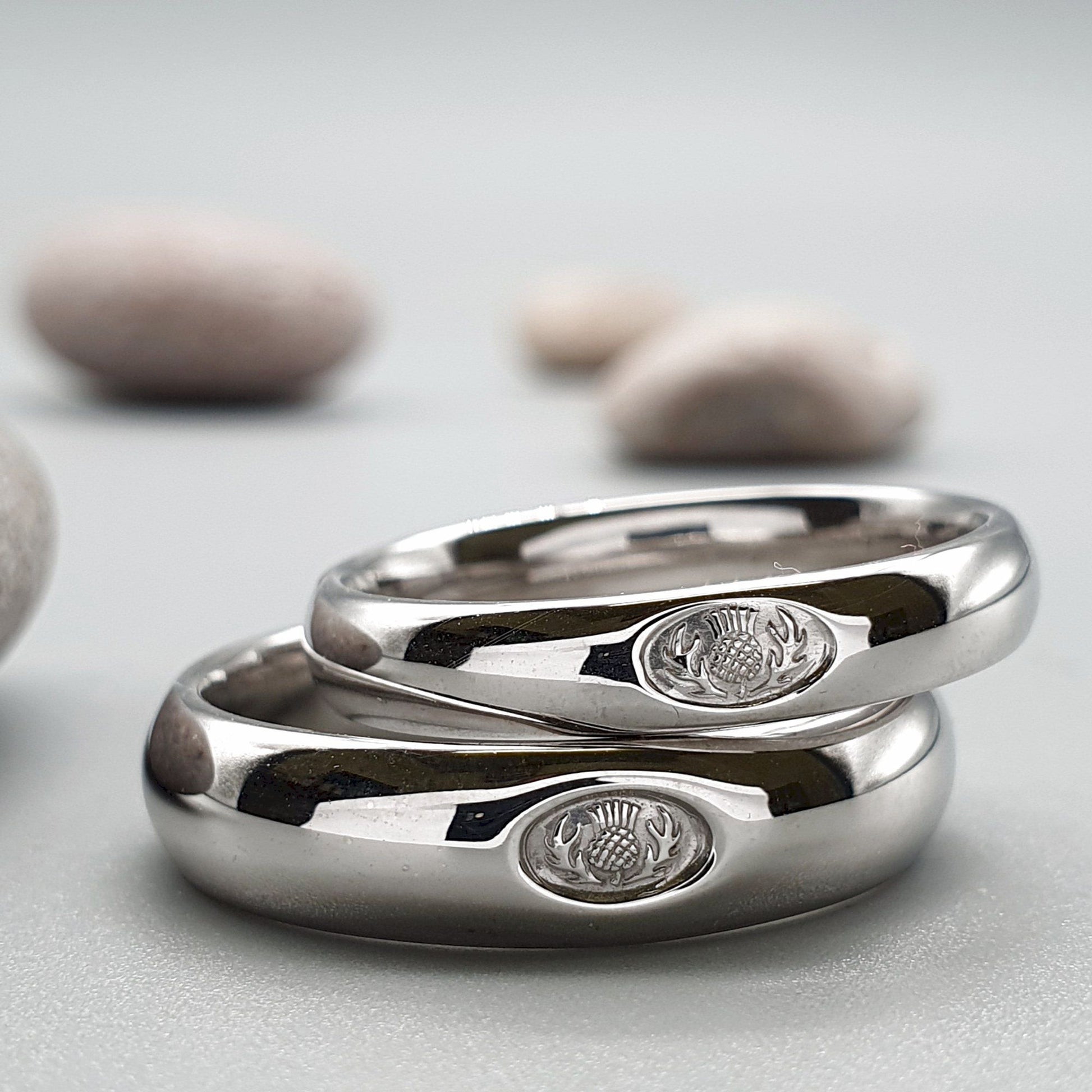 Scottish Thistle gold wedding ring sets. - Gretna Green Wedding Rings