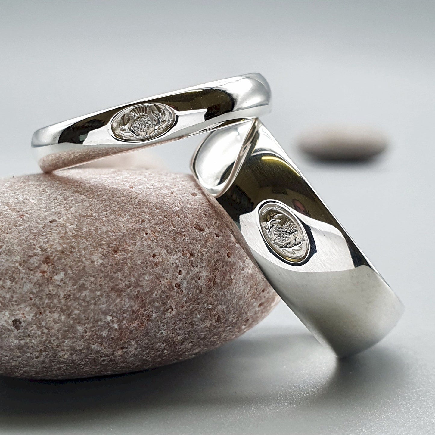 Scottish Thistle silver wedding ring sets. - Gretna Green Wedding Rings