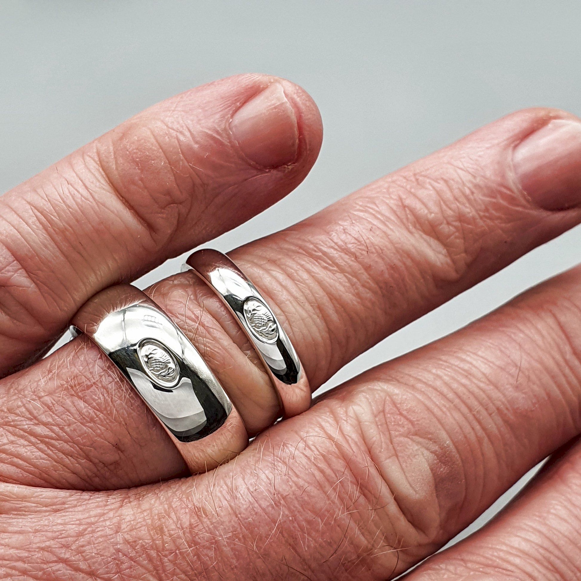 Scottish Thistle silver wedding ring sets. - Gretna Green Wedding Rings