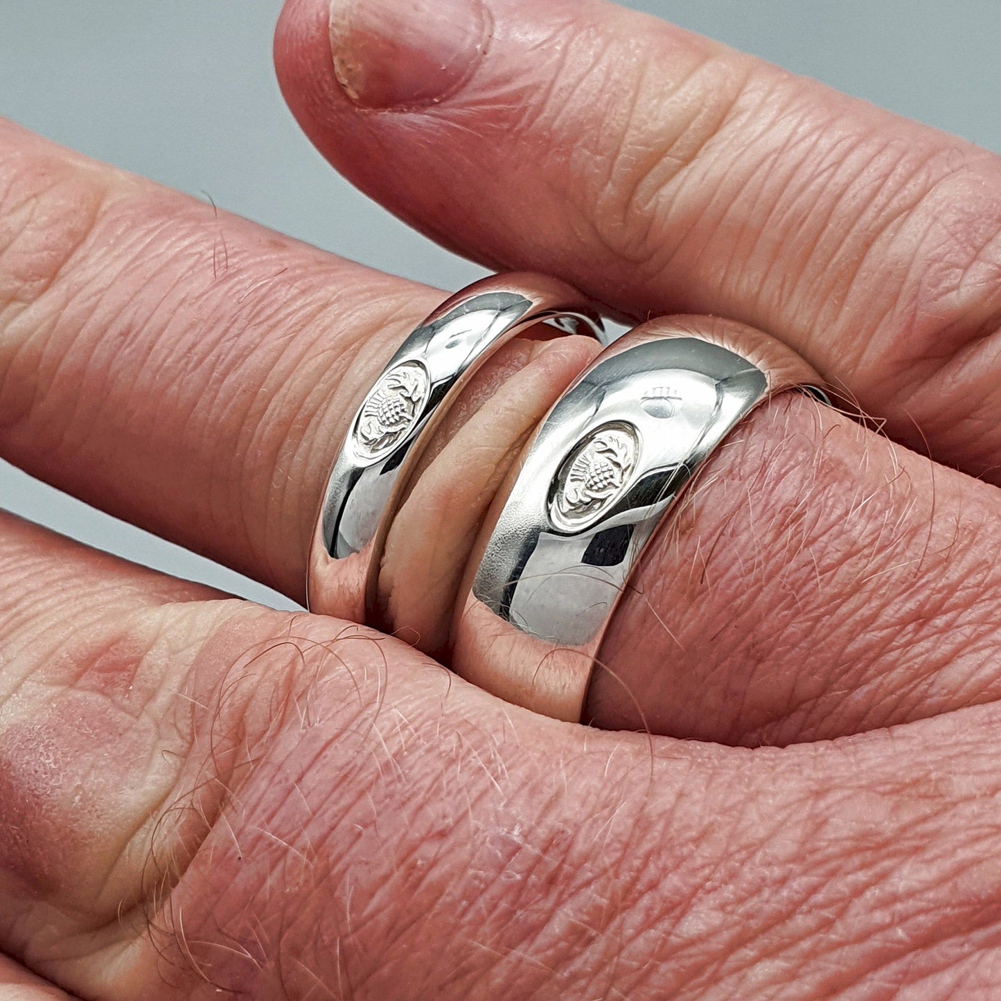 Scottish Thistle gold wedding ring sets. - Gretna Green Wedding Rings