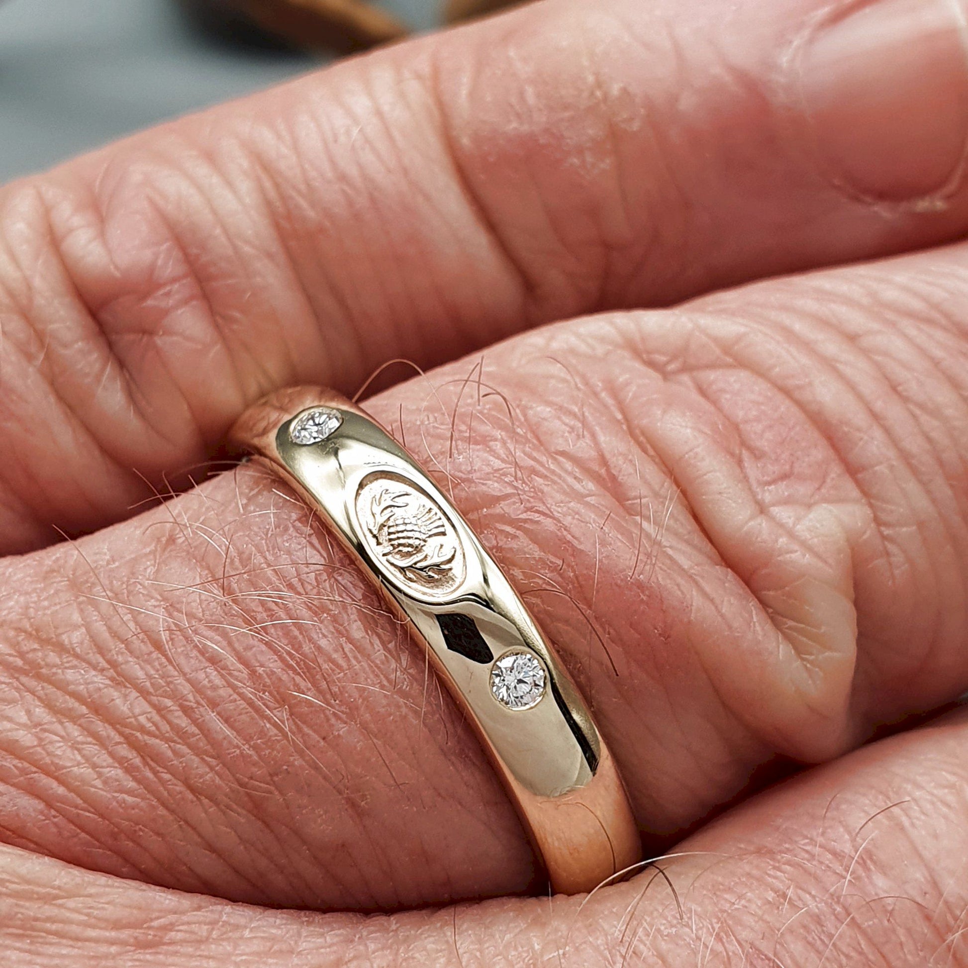 Diamond Scottish Thistle wedding ring sets. - Gretna Green Wedding Rings