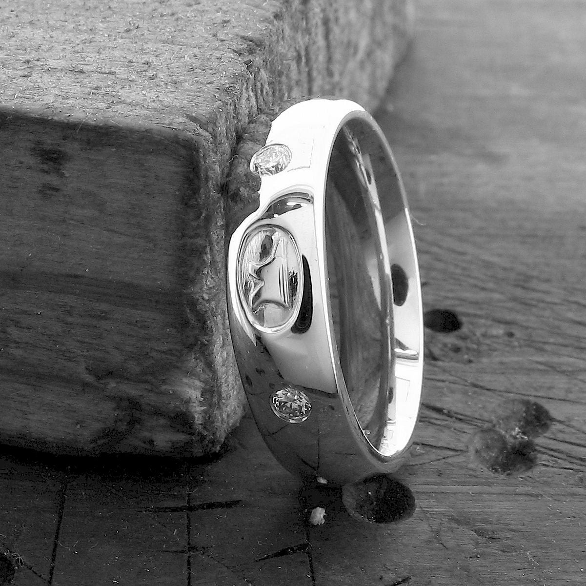 Anvil diamond set silver Gretna wedding rings 3mm-8mm