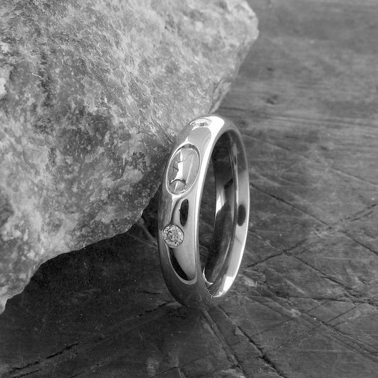 Anvil diamond set silver Gretna wedding rings 3mm-8mm