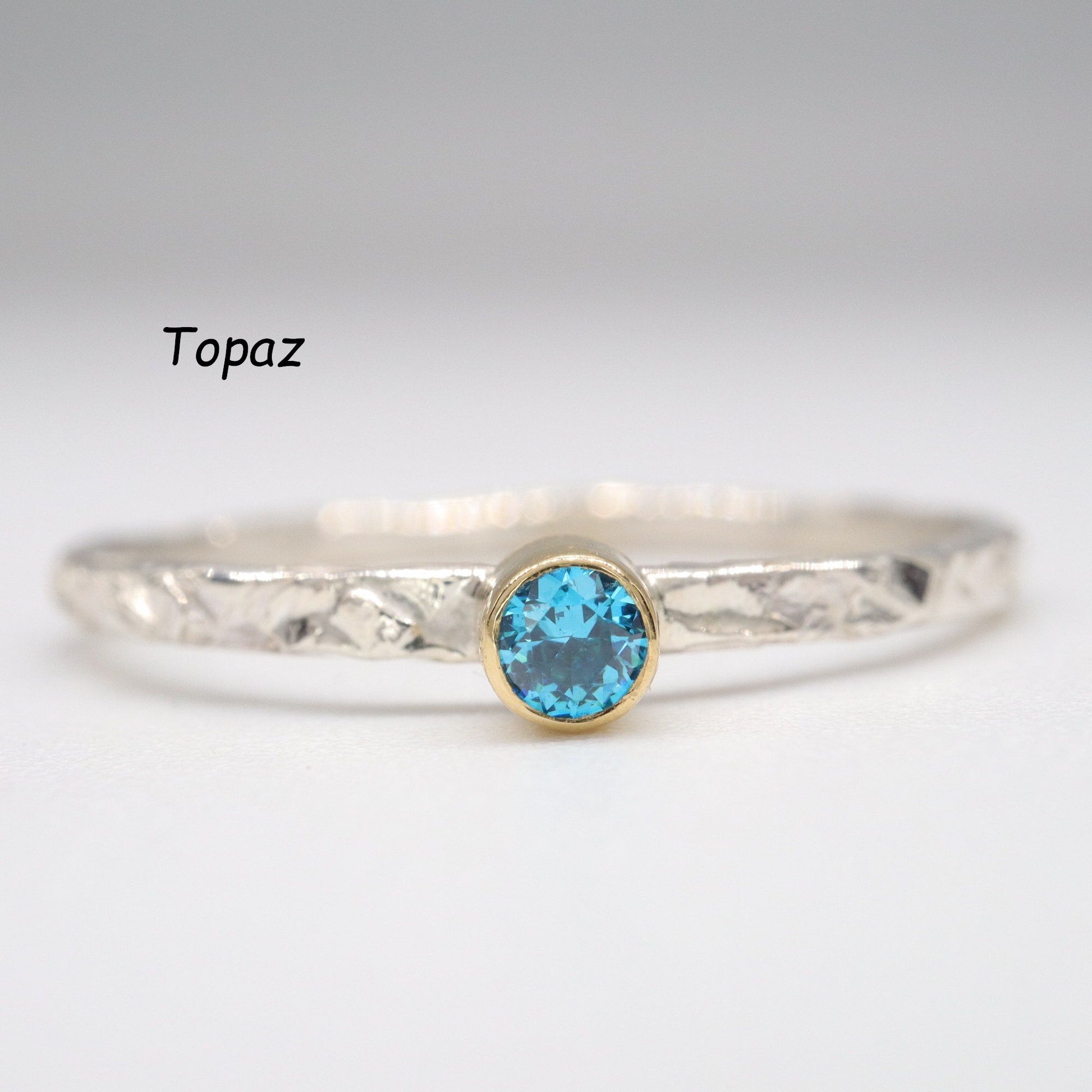 Birthstone stacking rings handmade in 9ct yellow gold and silver. - Gretna Green Wedding Rings