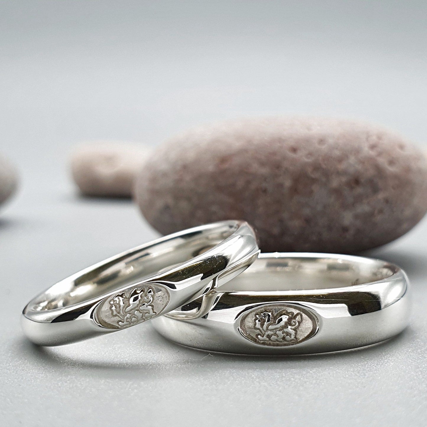 Welsh Dragon silver wedding ring sets. - Gretna Green Wedding Rings