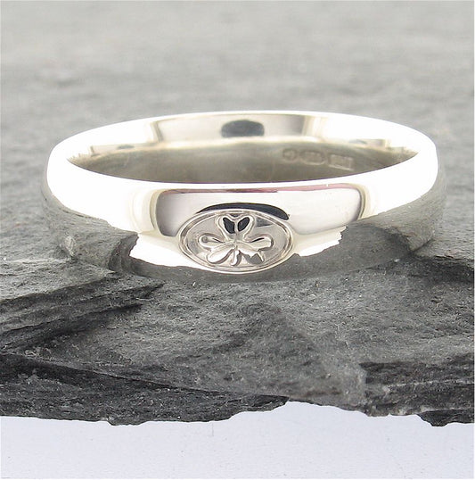Irish Shamrock white gold wedding ring - Gretna Green Wedding Rings