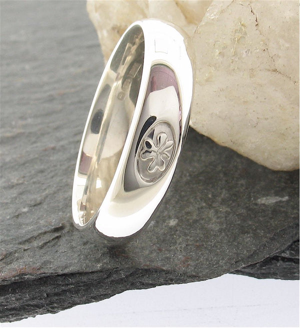 Irish Shamrock silver wedding ring - Gretna Green Wedding Rings