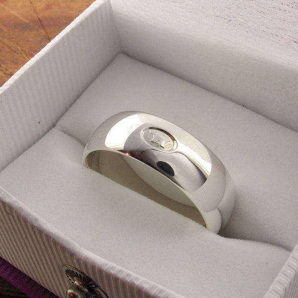 Wedding ring 7mm to 8mm Gretna Green mens wide white gold court - Gretna Green Wedding Rings