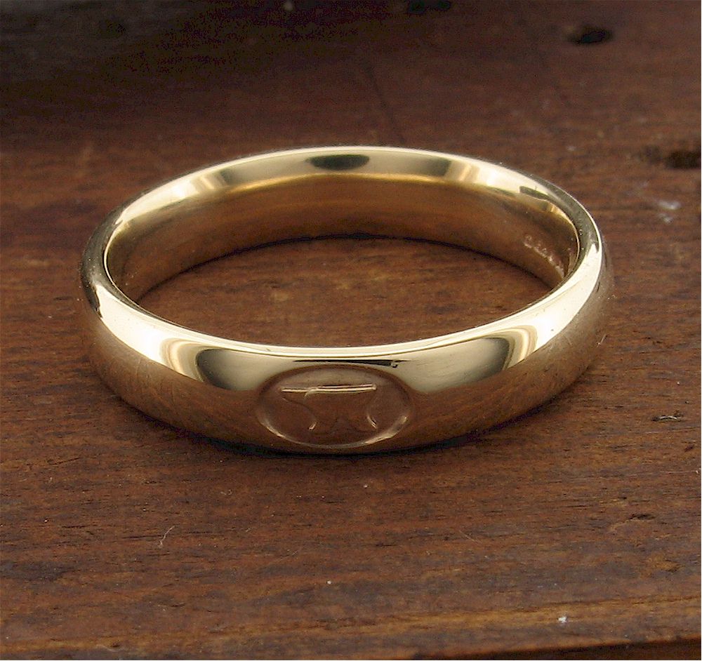 Wedding ring 3mm or 4mm Gretna Anvil narrow womens yellow gold court - Gretna Green Wedding Rings